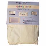 My Baby's First Fitted Crib Sheet, 100% Cotton, All Natural, Patented Sta-On Elastic Safety Bands, 27" x 54"