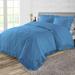 Oversized Queen Size Egyptian Cotton 600 TC Duvet Cover Trimmed Ruffle Ultra Soft & Breathable 3 Piece Luxury Soft Wrinkle Free Cooling Sheet (1 Duvet Cover with 2 Pillowcases Mediterranean Blue)