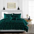 Oversized King Size Egyptian Cotton 1000 Thread Count Duvet Cover Multi Ruffle Ultra Soft & Breathable 3 Piece Luxury Soft Wrinkle Free Cooling Sheet (1 Duvet Cover with 2 Pillowcases Teal)