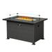 Outdoor Propane Fire Pit Table SYNGAR 43 inch Rectangle 2-in-1 Gas Fire Pit with Glass Wind Guard Lid and Volcanic Stones 50 000 BTU Fire Pit Table for Patio Backyard Garden CSA Certification