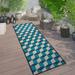 World Rug Gallery Contemporary Geometric Flatweave Indoor/Outdoor Area Rug Blue - 2 x7 Runner