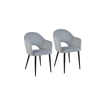 SVITA HAILEY 2er Set Esszimmerstühle Küchen-Sessel gepolstert Samt Grau