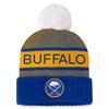 Women's Fanatics Royal/Gold Buffalo Sabres Authentic Pro Rink Cuffed Knit Hat with Pom