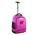 MOJO Pink Wisconsin Badgers 19'' Personalized Premium Wheeled Backpack