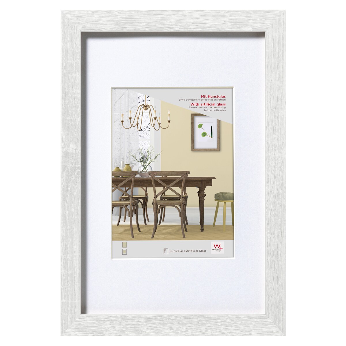 walther + design Fiorito Holz Bilderrahmen Kunstglas, 40x50 cm, weiss Image