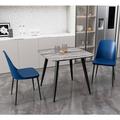 Arta Square Grey Oak Dining Table With 2 Curve Blue Chairs