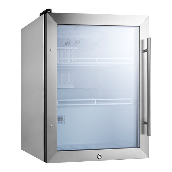 "Summit Appliance SPR314LOSCSS 19"" Compact Built-In Undercounter Glass Door Outdoor Beverage Refrigerator - 115V"