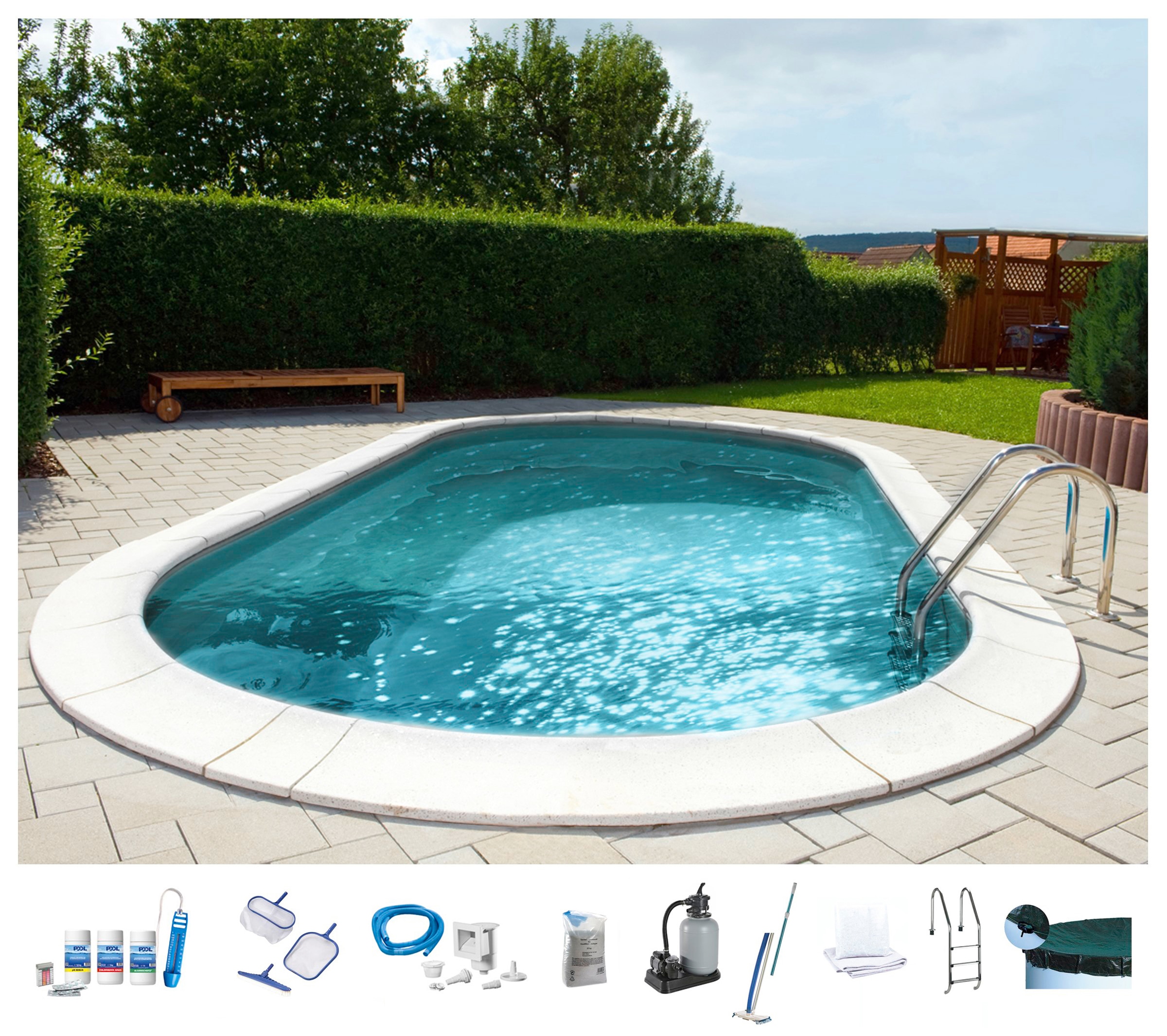 Ovalpool MY POOL BWT "PREMIUM mit grauer Innenfolie", grau (weiß, grau), B:360cm H:120cm L:737cm, Schwimmbecken, Höhe 120 cm, in versch. Größen erhältlich Image
