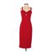 Dress the Population Casual Dress - Midi Sweetheart Sleeveless: Red Print Dresses - Women's Size 2X-Small