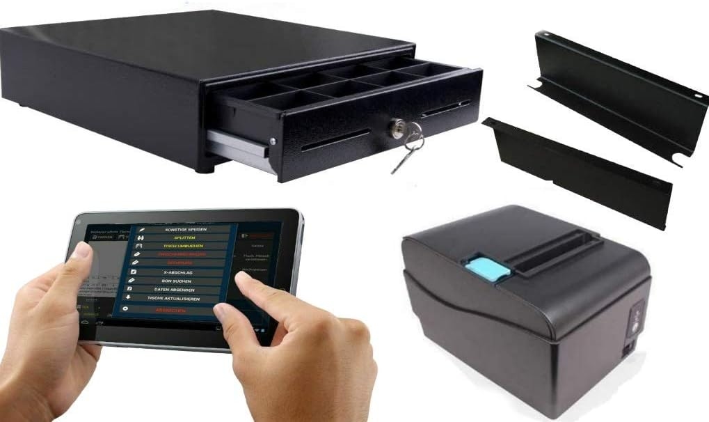 Mobiles Kassensystem für GASTRONOMIE: 10" Touchscreen Terminal, Bondrucker, Geldlade mit Halterung/GoDB GdPDU Image