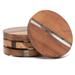 Millwood Pines Bethelmie 4 Pack Round Acacia Wood Absorbent Coasters w/ Decorative Resin Inlay Wood in Brown | 1.5 H x 4 W x 4 D in | Wayfair