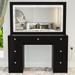 Latitude Run® Vanity Wood in Black | 56 H x 46.3 W x 14.6 D in | Wayfair 58AA2A29EA654DBEB655A7939DEC2948