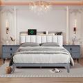 Ebern Designs 3 Piece Bedroom Set Upholstered, Wood in Brown/Gray | 39 H x 62 W x 62 D in | Wayfair C1915BA6DFAD4FA0A0E9A9DFEF014A97