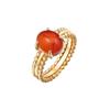 Elli PREMIUM Ring Cocktail Karneol Edelstein 925 Silber vergoldet 52 Damen