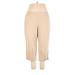 Croft & Barrow Linen Pants - High Rise Straight Leg Culotte: Tan Bottoms - Women's Size X-Large