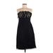 Ann Taylor Cocktail Dress - Party Strapless Sleeveless: Black Print Dresses - Women's Size 8 Petite