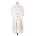 Carmen Marc Valvo Casual Dress - Shirtdress Collared Short sleeves: White Print Dresses - Women's Size X-Small