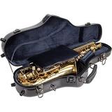 Crossrock Fiberglass Alto Saxophone Case-Includes Accessory Pocket Removable Shoulder Straps TSA Lock-Space Gray