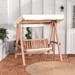 Costway Wood Porch Swing with Canopy Outdoor Patio 2-Seat Swing Bench - See Details