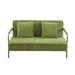 Modern Pleated Velvet Upholstered Loveseat Sofa 2 Seater Couch with Gold Metal Legs and 2 Throw Pillows for Living Room