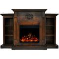 Hanover Glenwood Electric Fireplace Heater with 59-in. White TV Stand Deep Log Display Multi-color Flames and Remote