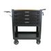 DSstyles Multi-Functional Tool Cart with Wheels And Wooden Top 4 Drawers Rolling Tool Chest with Adjustable Shelf for Garage Workshop Tool Organizer