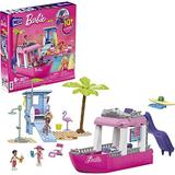 Barbie MEGA Barbie Boat Building Toys Playset Malibu Dream Boat With 317 Pieces 2 Pets 3 Micro-Dolls and Accessories Pink 6+ Year Old Kid