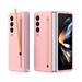 for Samsung Galaxy Z Fold 4 5G with S Pen Holder & S Pen Full Body Cover Ultra-Thin Frosted Hard PC Shockproof Drop Protective Phone Case Cover for Samsung Galaxy Z Fold 4 Pink