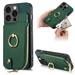 ELEHOLD for iPhone 15 Plus Zipper Wallet Case with Back Card Holders Metal Ring Holder Kickstand Function Leather Shockproof Card Wallet Case for Women Men green