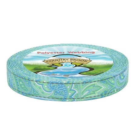 Country Brook Design - 1 Inch Green Paisley Reflective Polyester Webbing