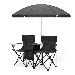 Magshion Portable Double Folding Chair with Removable Umbrella Cooler Bag & Carry Bag for Beach Camping Picnic Black