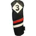 Majek Retro Golf Headcover Black Red and White Vintage Leather Style #3 Fairway Wood Head Cover Classic Look