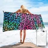 YFYANG Adult Microfiber Quick Dry Bath Towels Rainbow Color Animal Print Beach Towel Home Camping Travel Essentials 27.5 x 55