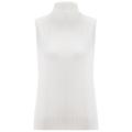 Women's White Slim Fit Sleeveless Turtle-Neck Blouse - Ecru Large Peraluna