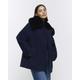 River Island Womens Navy Faux Fur Collar Swing Coat