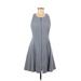 BCBGMAXAZRIA Casual Dress - A-Line Scoop Neck Sleeveless: Blue Dresses - Women's Size 8