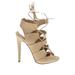 Just Fab Heels: Gladiator Stilleto Party Tan Solid Shoes - Women's Size 5 1/2 - Open Toe