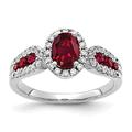 14ct White Gold Lab Grown Diamond and Oval Created Ruby Ring Size N 1/20 Jewelry Gifts for Women