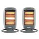 Geepas 1200W Halogen Heater, Pack of 2 | Instant Heating Portable Heater, 3 Heat Settings 400/800/1200W| Oscillation Function, Carry Handle & Safety Tip Over Switch | 3 Bar Radiator Home Office, Grey