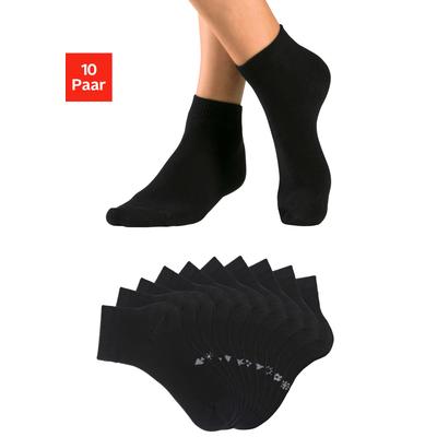 Kurzsocken H.I.S, Damen, Gr. 43-46, schwarz (10x schwarz), Baumwollmischung, unifarben, elastisch, Socken, mit eingestrickten Symbolen Image