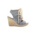 Johnston & Murphy Wedges: Gray Solid Shoes - Women's Size 6 - Open Toe