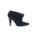 Balenciaga Ankle Boots: Slip-on Chunky Heel Minimalist Blue Print Shoes - Women's Size 39 - Almond Toe