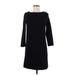 H&M Casual Dress - Sheath Crew Neck 3/4 sleeves: Black Solid Dresses - Women's Size 2X-Small