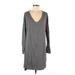 Soma Casual Dress - Shift Scoop Neck 3/4 sleeves: Gray Print Dresses - Women's Size Medium