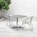 Orren Ellis Gearard Square Aluminum Indoor-Outdoor Table Set w/ 2 Slat Back Chairs Metal in Gray | 27.25" H x 23.5" W x 23.5" D | Wayfair