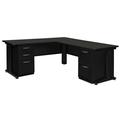 Inbox Zero Fusion L Shaped Desk w/ Double Pedestal Drawer Unit Wood/Metal in Gray/Black | 29 H x 72 W x 78 D in | Wayfair