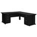Inbox Zero Fusion L Shaped Desk w/ Double Pedestal Drawer Unit Wood/Metal in Gray/Black | 29 H x 72 W x 72 D in | Wayfair