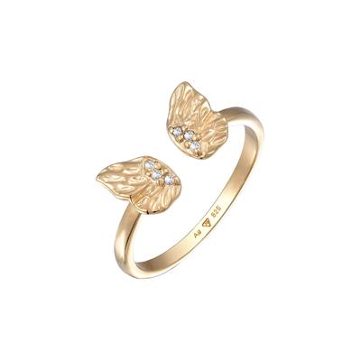 Elli Ring Schmetterling Flügel Zirkonia 925 Silber vergoldet 58 Damen Image