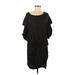 Zara Basic Casual Dress - Shift Boatneck Short sleeves: Black Solid Dresses - Women's Size Medium