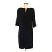 Laundry by Shelli Segal Casual Dress - Shift V Neck 3/4 sleeves: Black Solid Dresses - Women's Size Large